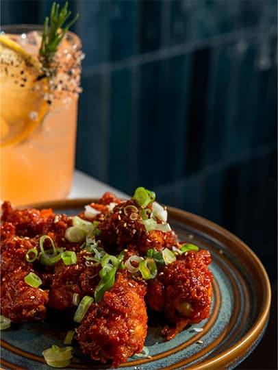 Grilled meat dish with garnish